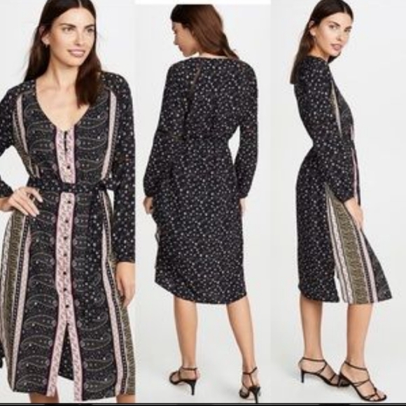 CUPCAKES AND CASHMERE nollie black dress black pink printed small NWT - Picture 4 of 11